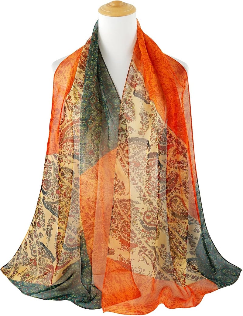 E-Clover Women Soft Floral Print Shawl Chiffon Sheer Scarf - Image 3